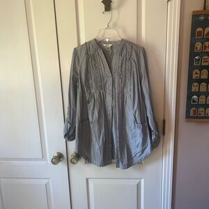 L15 Edward Gray Button-Up Blouse